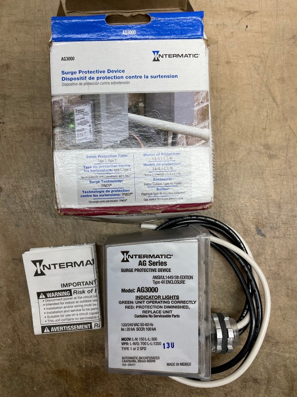 Intermatic AG3000 Surge Protective Device 3 Mode 120/240VAC 1Ph Type 1 or Type 2 gallery