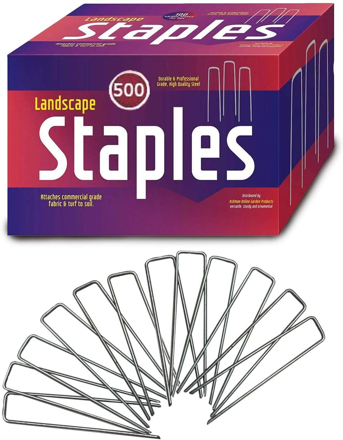500 Landscape Fabric Staples Garden Stakes Galvanized Sod Staples 6 '' 11 Gauge gallery