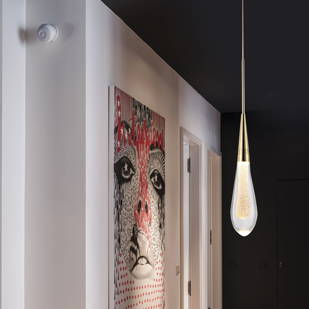 Modern Chandelier Crystal Glass LED Ceiling Light Fixture Rain Drop Pendant Lamp gallery