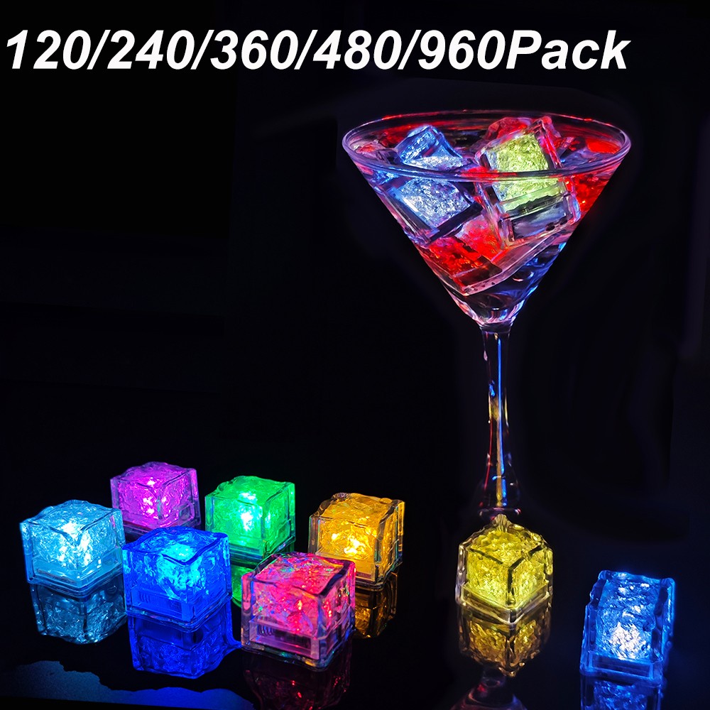 LED Ice Cubes Glowing in the Dark Light Up Night Party Wedding Holiday Decorate gallery