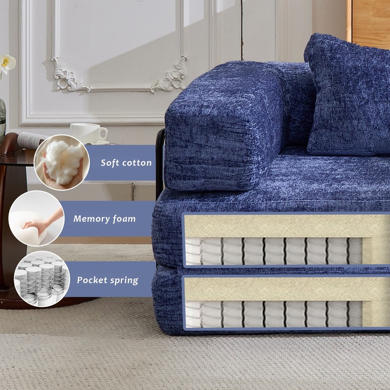 Compression Sofa,Convertible Floor Sofa Bed with Fixed-Shape Frame,Single Seate gallery