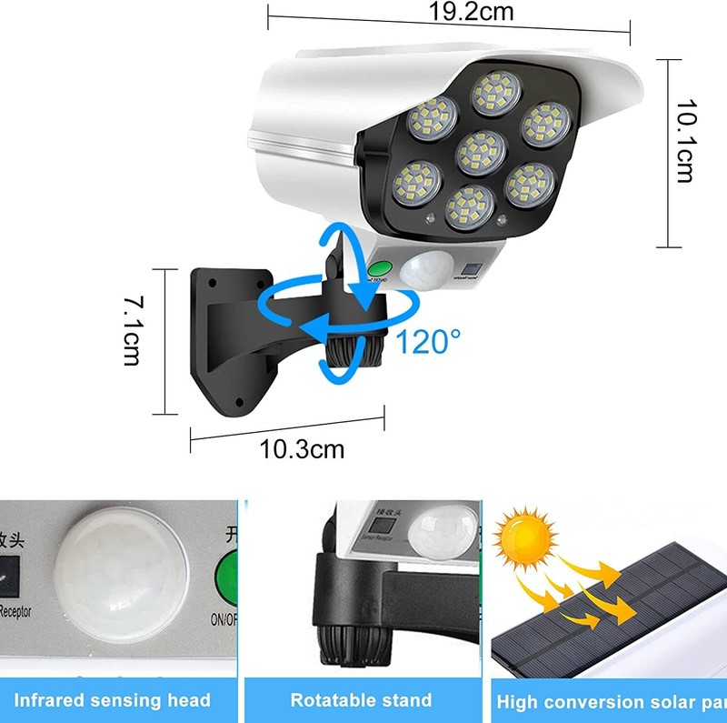 Solar Motion Sensor Wall Light Outdoor Garden Wireless 77 LED Security Spotlight gallery