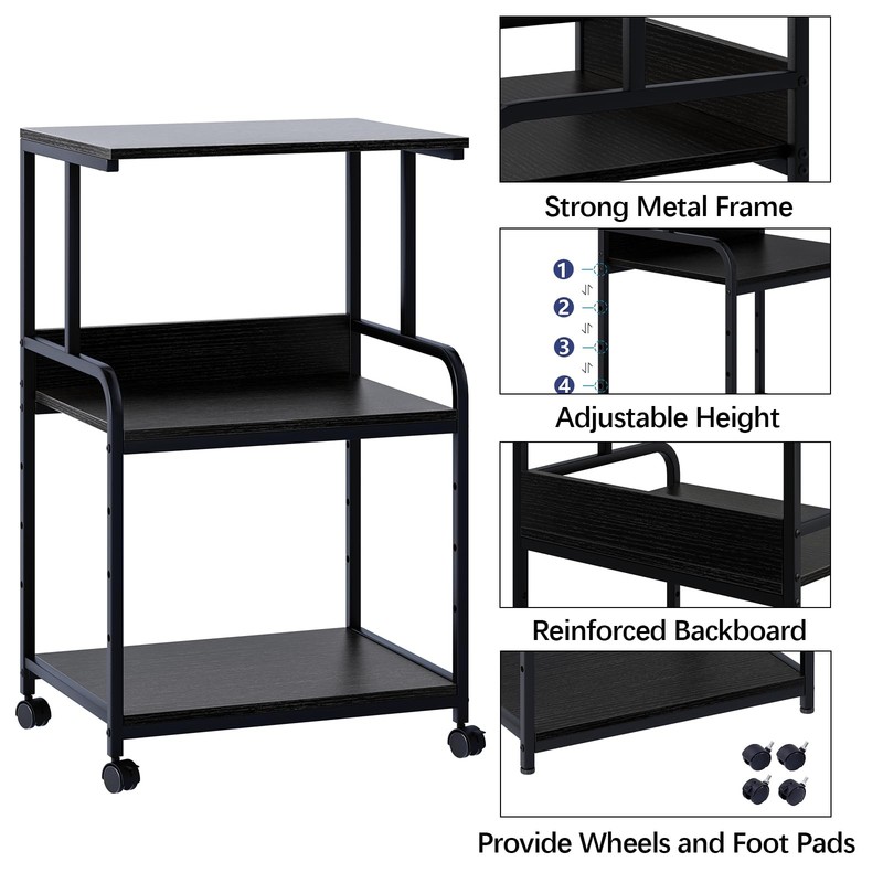 Printer Stand with Storage Shelf,3 Tier Printer Cart with Wheels,Mobile Print... gallery