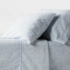 Queen 250 Thread Count Organic Percale Sheet Set Blue Floral – Threshold: