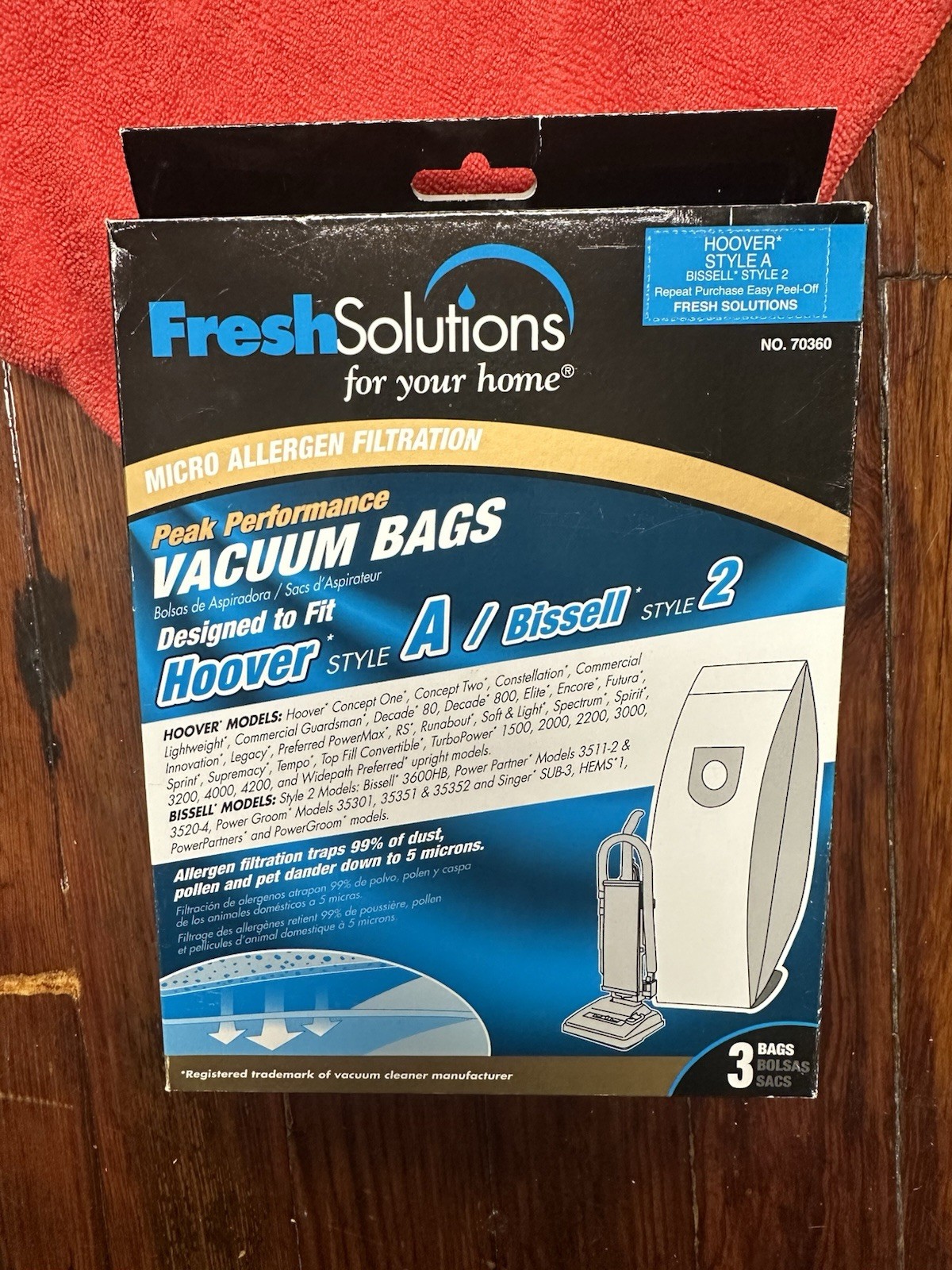 Fresh Solutions (2) Vacuum Bags HOOVER Style A BISSELL Style 2 Peak Performance gallery