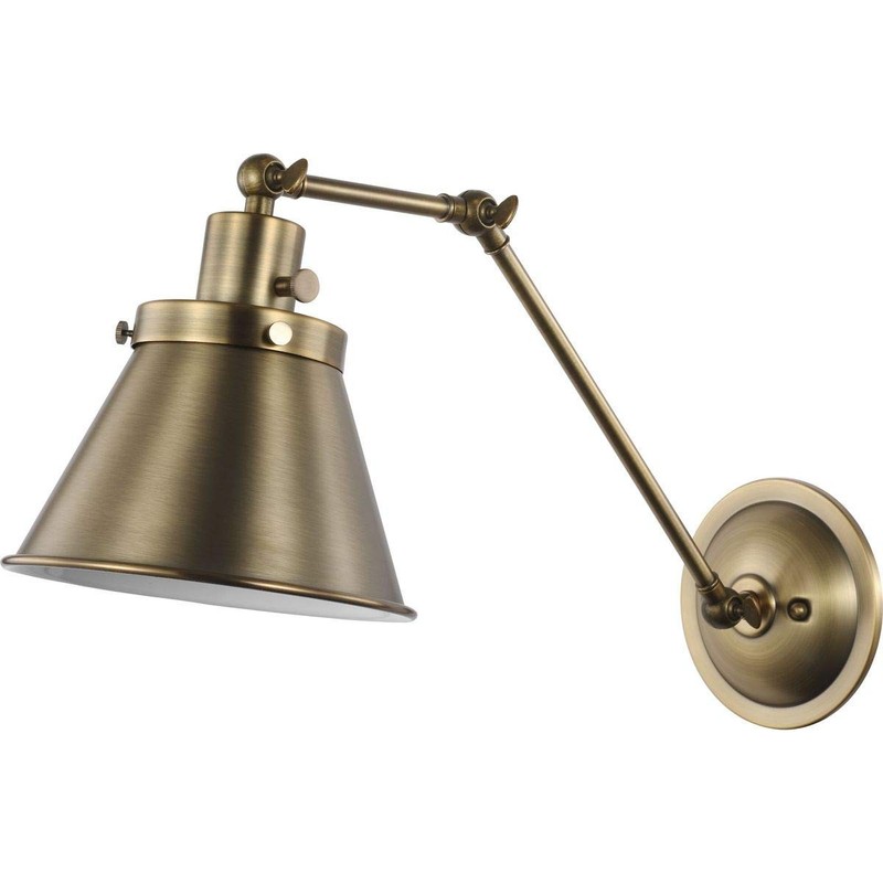 Progress Lighting Hinton Collection Vintage Brass Swing Arm Wall Light gallery