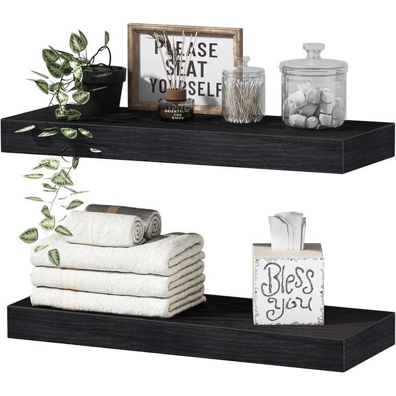 Wall Mounted Shelf Heavy Duty Engineered Wood Space Saving Rack Farmhouse New gallery