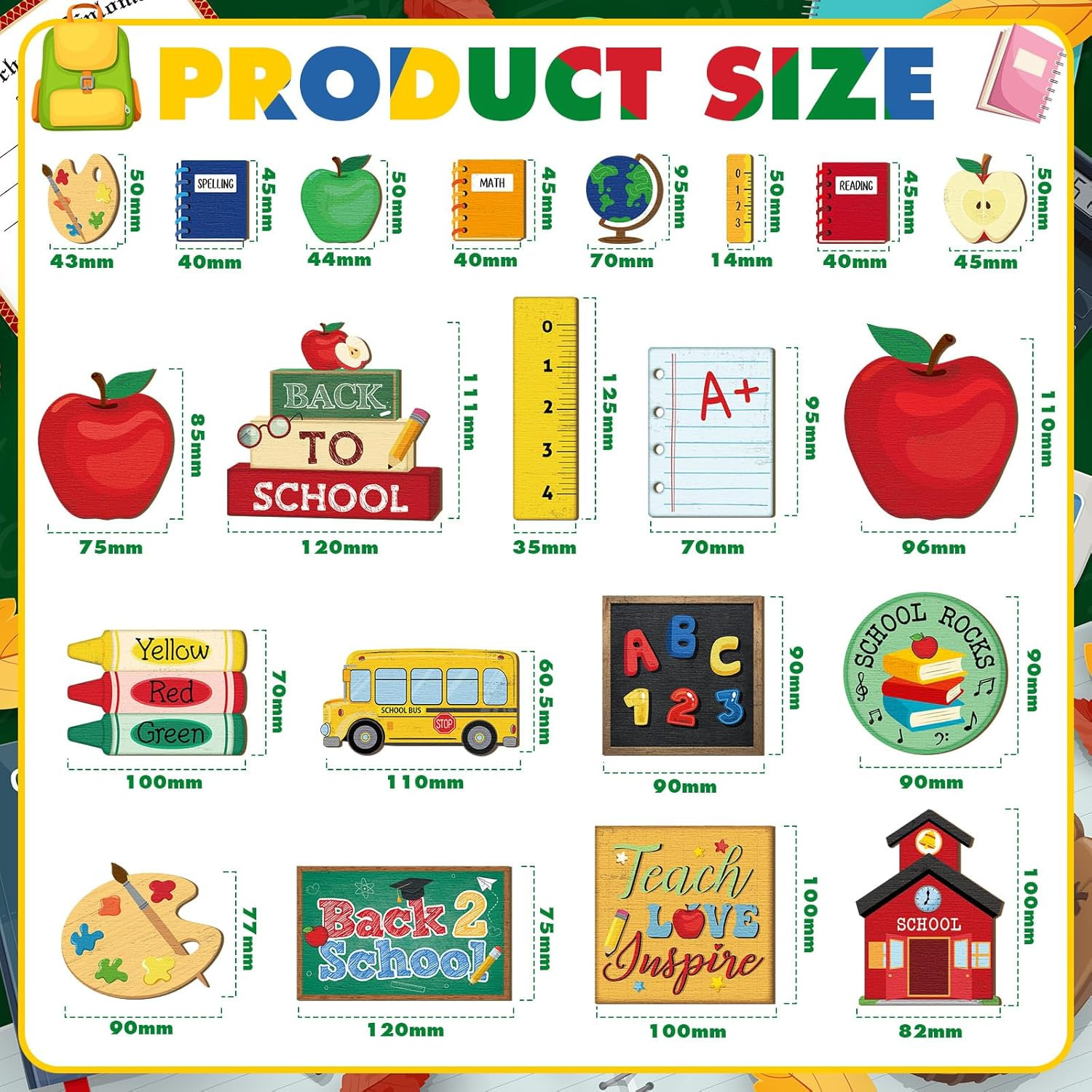 19 Pcs Back to School Decorations Back to School Tiered Tray Decor Fun Appreciat gallery