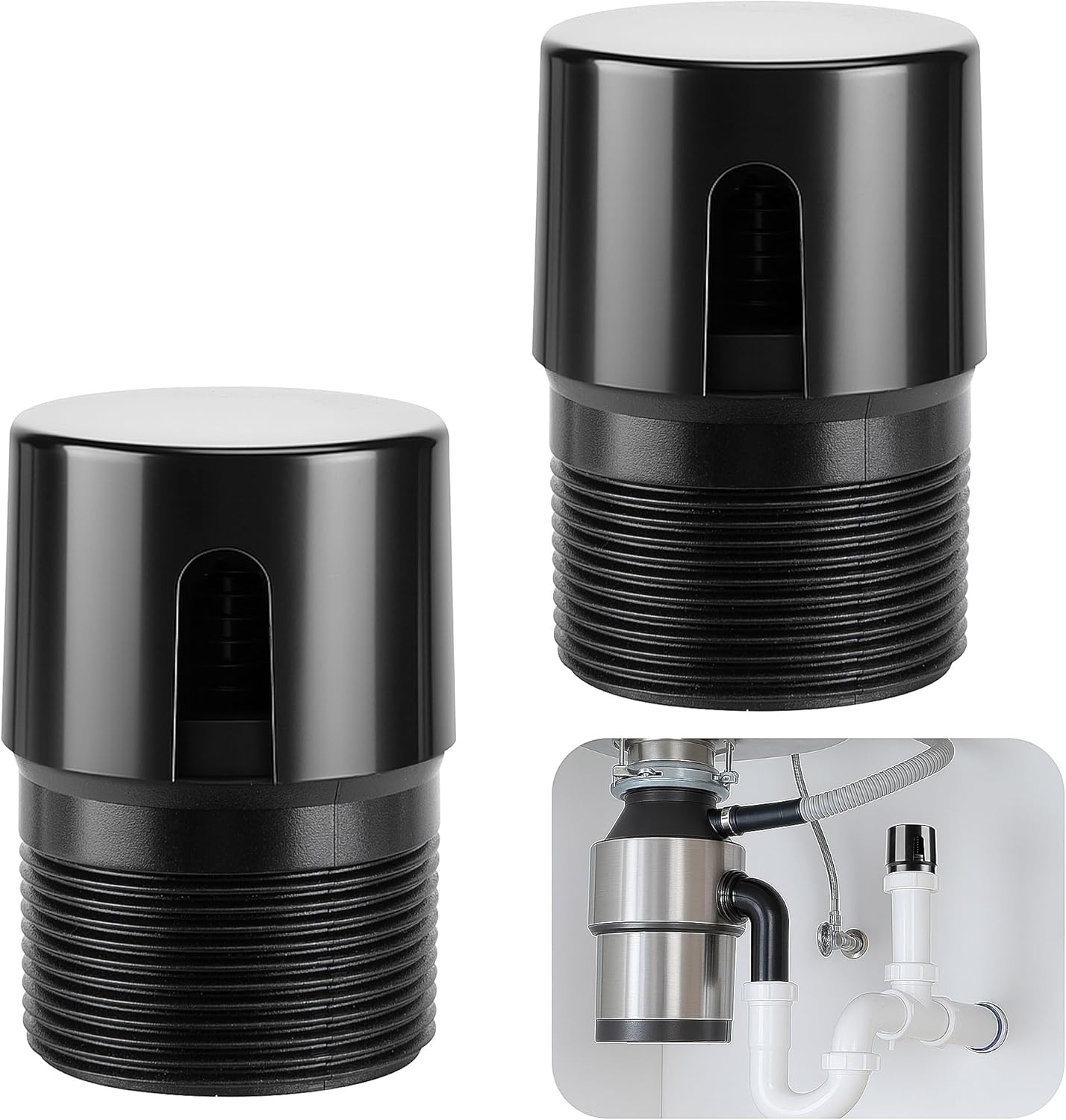 2 Pcs 1-1/2 Inch NPT ABS in Line Vent,Black Air Admittance Valve to Prevent S... gallery