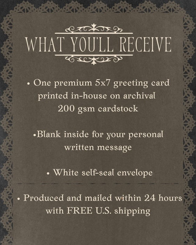 Victorian Gothic Witch Offering Gift Christmas Birthday Card Blank Inside gallery
