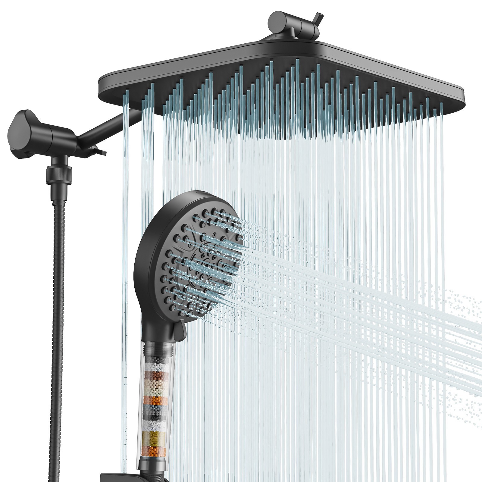 JOMOO Filtered High Pressure Shower Head Combo 10 Spray 12" Rainfall gallery