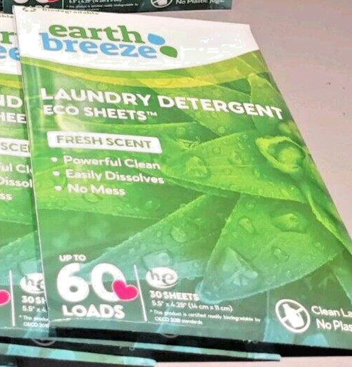 Earth Breeze Laundry Detergent Sheets Fresh Scent 1 X 30 Total 60 Loads No Jugs gallery