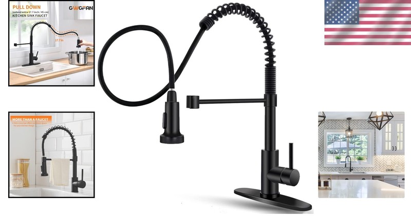 Versatile 360 Swivel Pull Down Kitchen Faucet - Easy Installation & Modern Style gallery