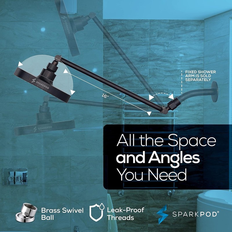 Sparkpod 6” Luxury Rainfall Shower Head And 11” Adjustable Shower Arm Extension gallery