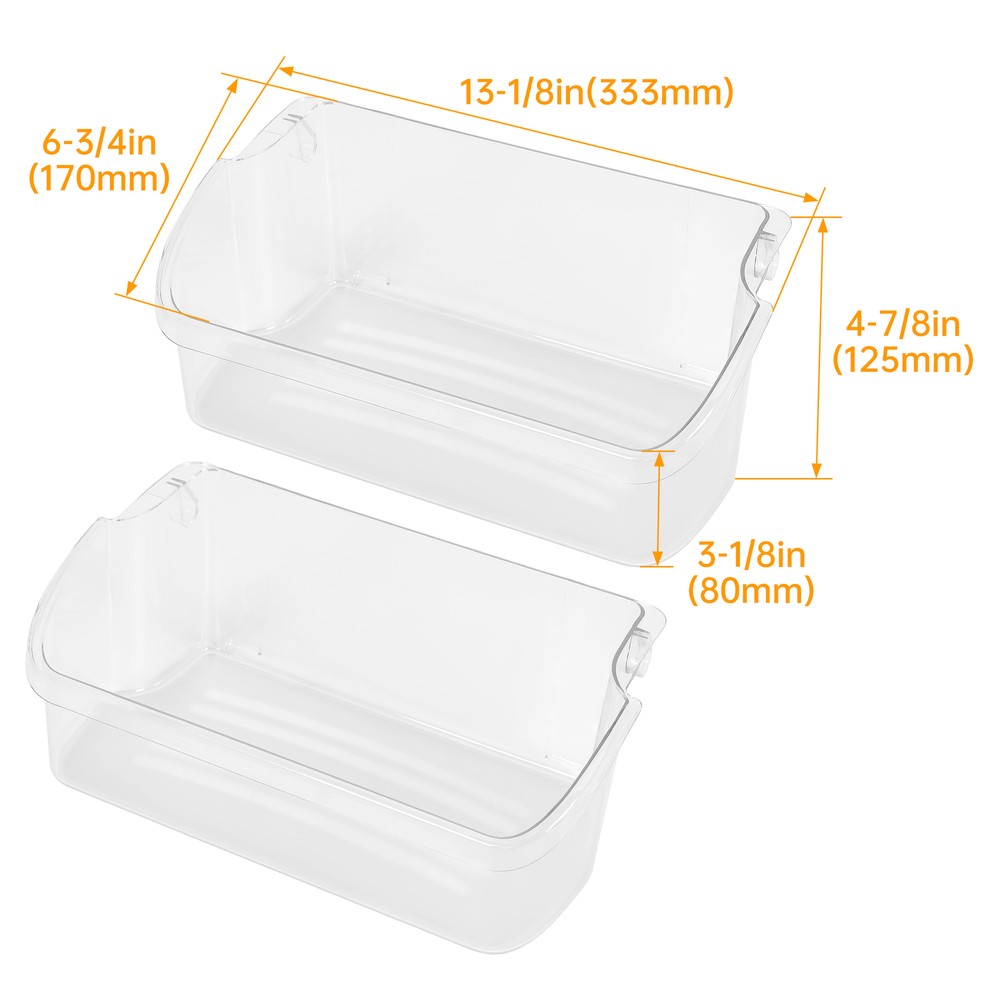 2 Pack Clear Refrigerator Door Bin Shelf #240324502 For Frigidaire Kenmore