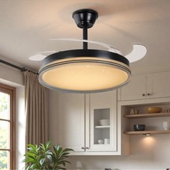 42″ Smart Retractable Ceiling Fan Light w/ 3-Color Dimmable LED Light & Remote