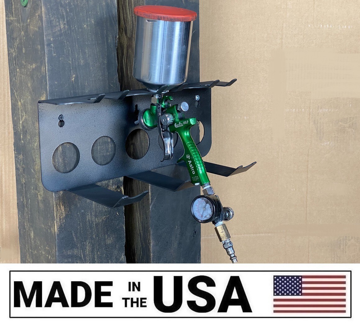 [SR] GARAGE SHOP WALL STORAGE RACK HOLDER FOR (3) GRAVITY FED PAINT & SPRAY GUN gallery