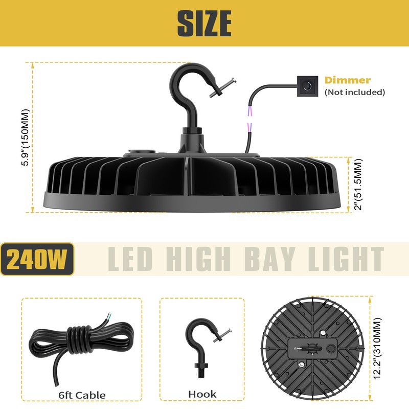 1000W HPS MH Equivalent 200W UFO High Bay LED Lighting Warehouse Shop Mall Light gallery