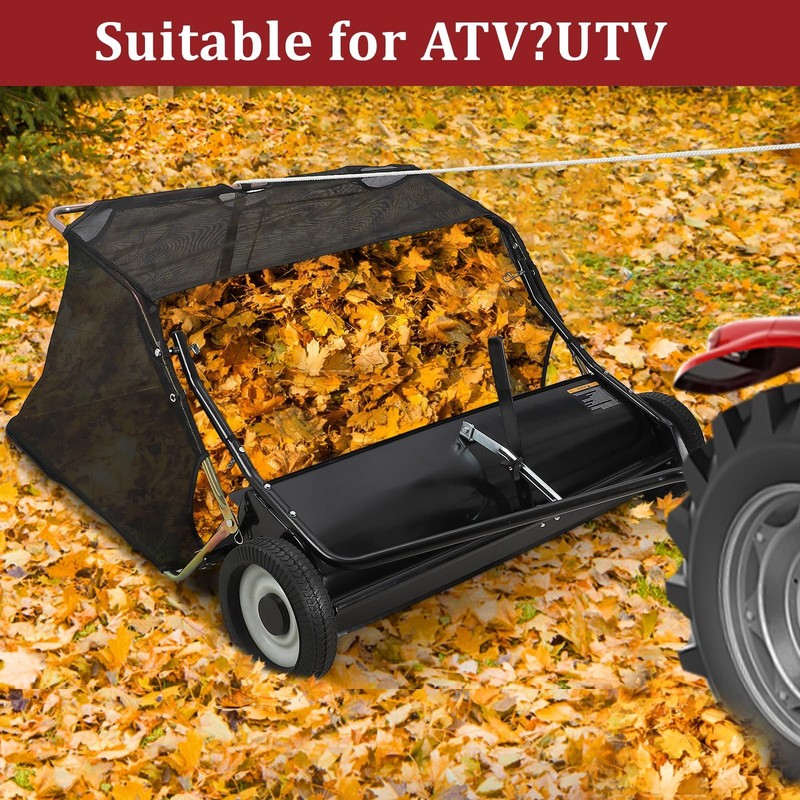 Pull Behind 42 Inch Lawn Sweeper Height Adjustable Leaf Collector Tow Behind gallery