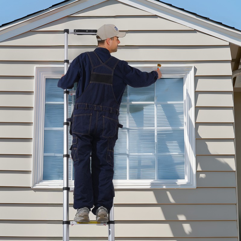 Telescoping Extension Ladder 8.5FT One-button Retraction 375 LBS Capacity gallery