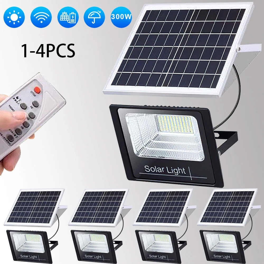 600W LED Solar Flood Lights Outdoor Street Light Dusk to Dawn Flood Wall Lamp US gallery