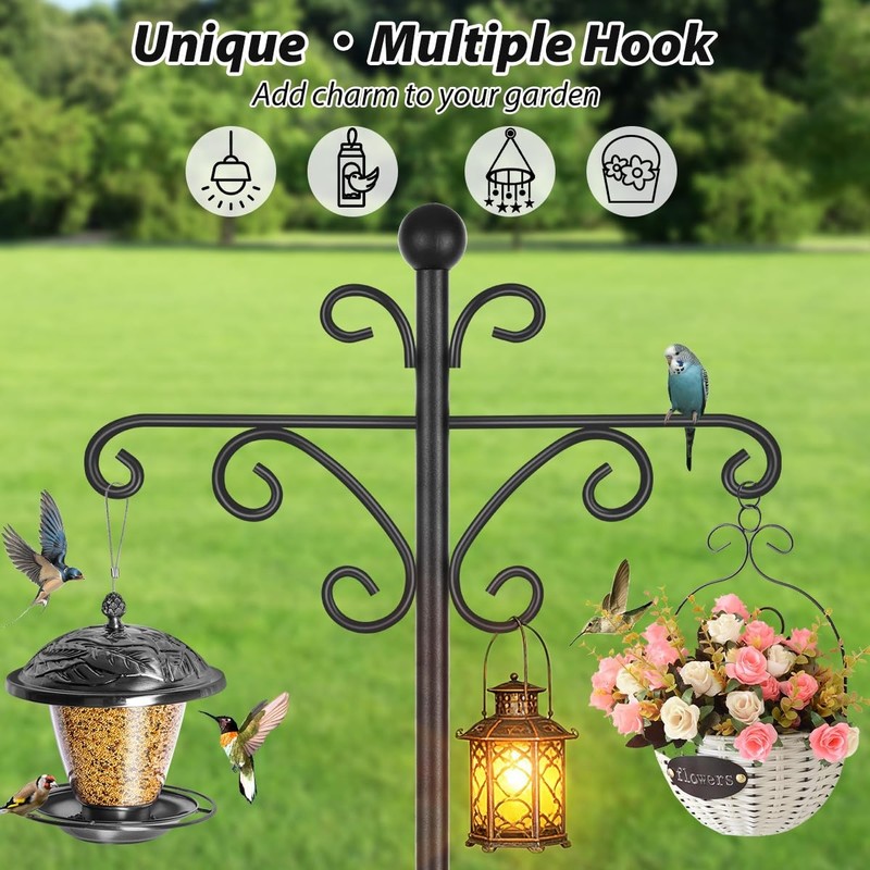 Bird Feeder Pole, 92inch Shepherds Hooks for Outdoor Heavy Duty Bird Feeder gallery