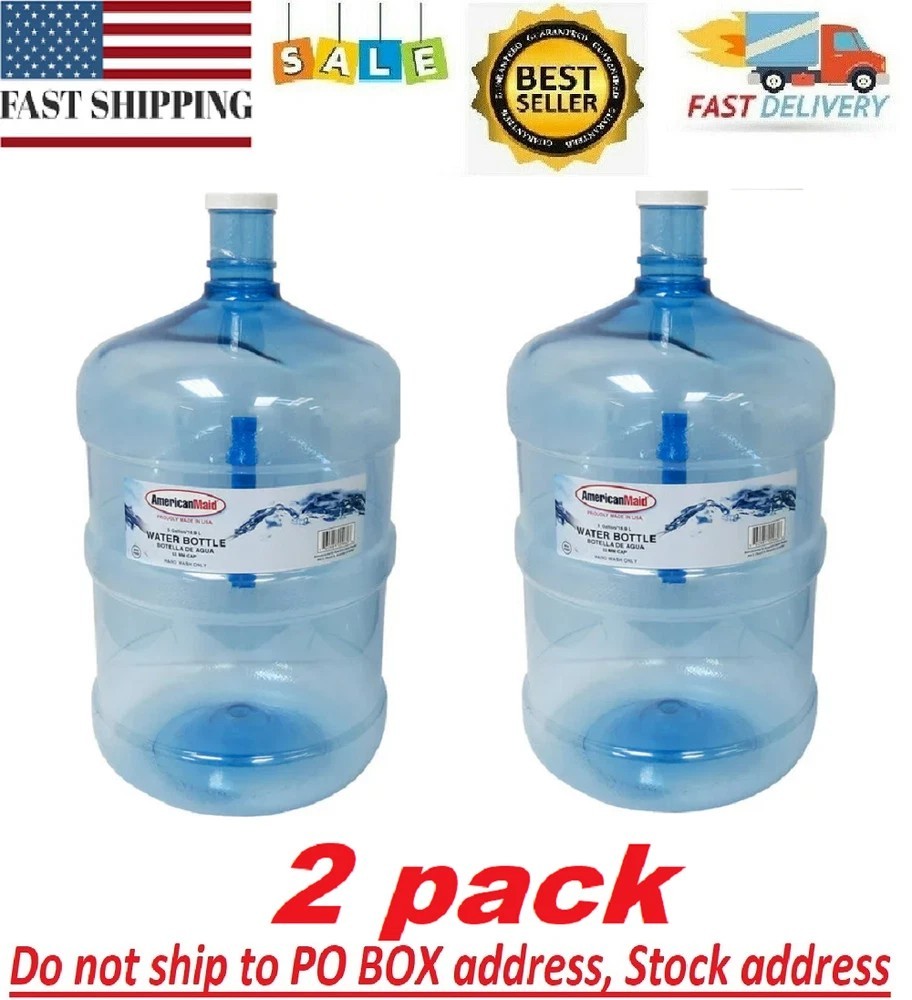 Large Reusable 5 Gallon Water Bottle Jug Container BPA Free Home Office (2 Pack) gallery