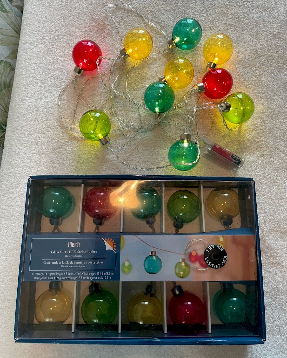 Pier 1 Glass Globe LED String Lights, Battery Powered, Multicolor, 11ft 6in gallery