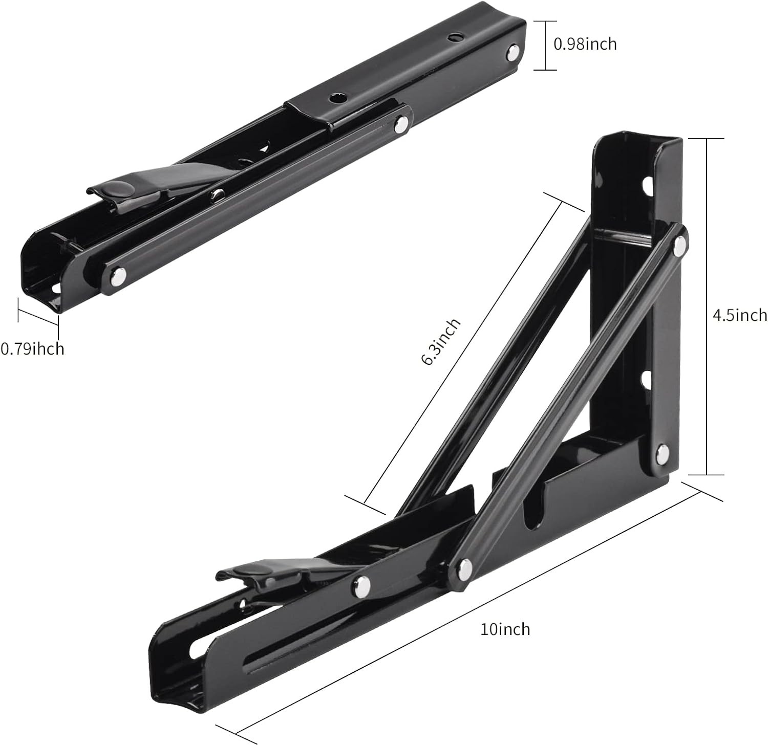 Folding Shelf Brackets Wall Mounted Heavy Duty Triangle Shelf 2Pcs Black/Silve gallery