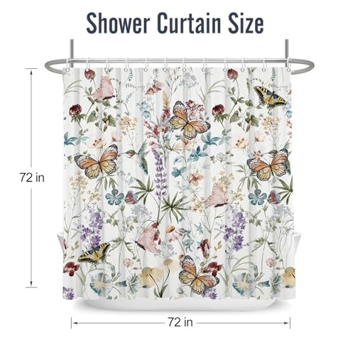 Wildflower Butterfly Shower Curtain Spring Botanical Blue Purple Butterfly gallery