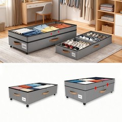 2 Pack Under Bed Storage with Wheels 65L XXL Large Under Bed Storage Containe…