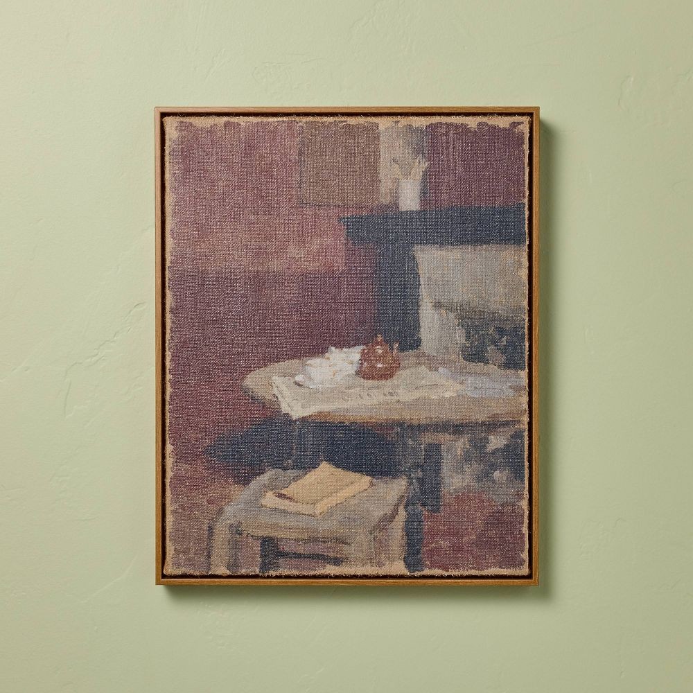 20"x16" Vertical Dining Still Life Framed Burlap Wall Art - Hearth & gallery