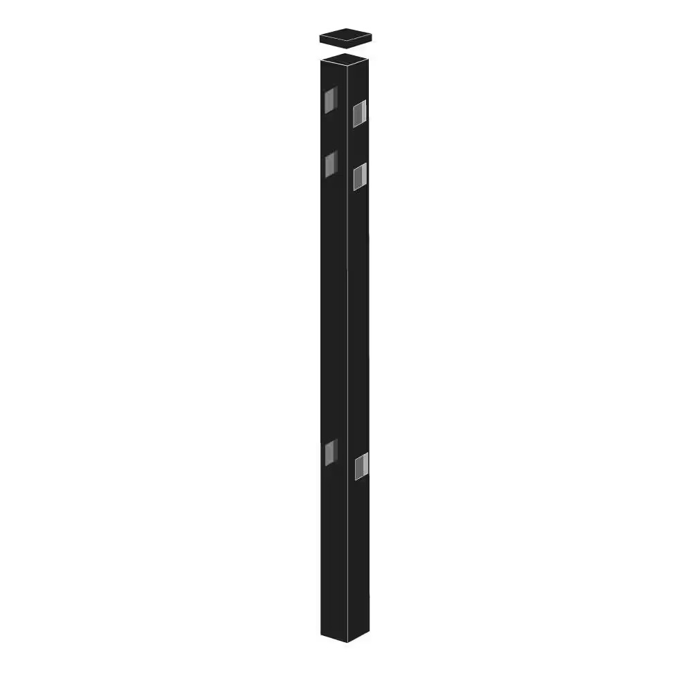 2 In. X 2 In. X 5-7/8 Ft. Black Standard-Duty Aluminum Fence Line Post gallery