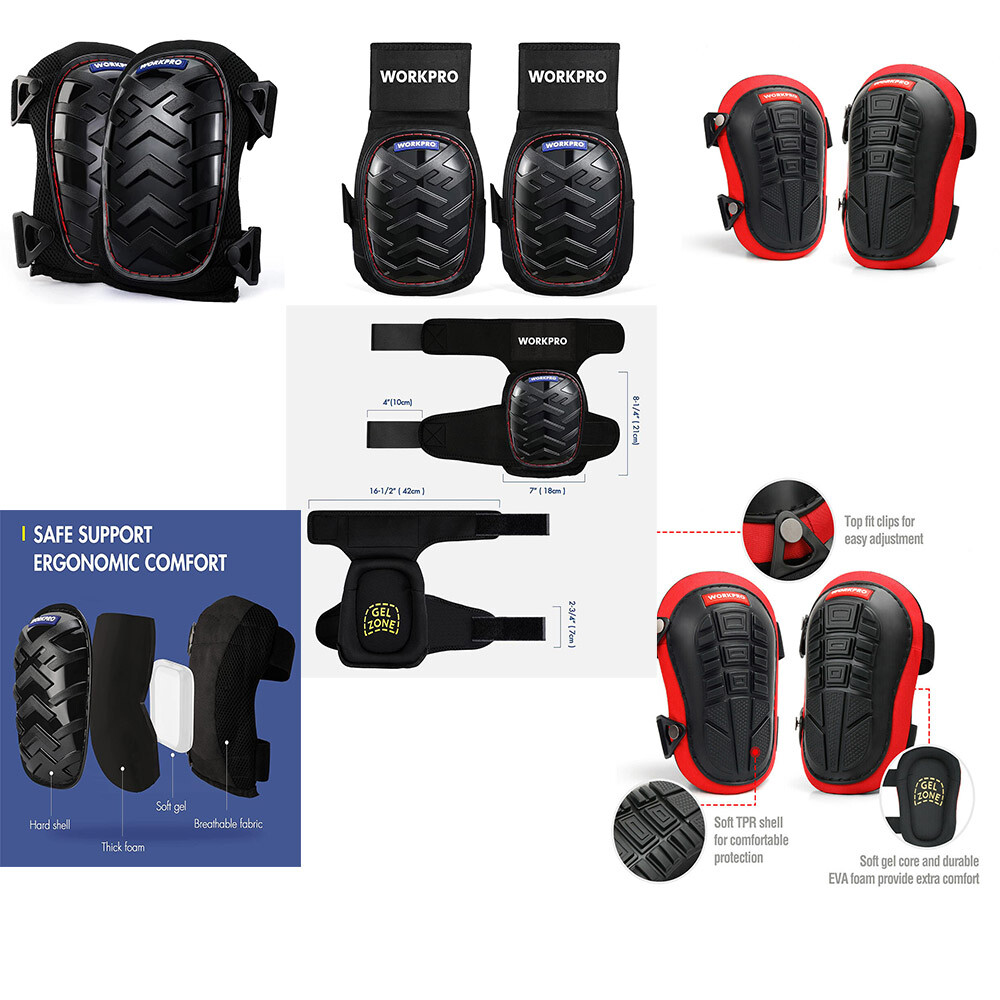 WORKPRO Gel Knee Pads for Work with Anti-Slip Straps Ergonomic Foam PVC Shell gallery