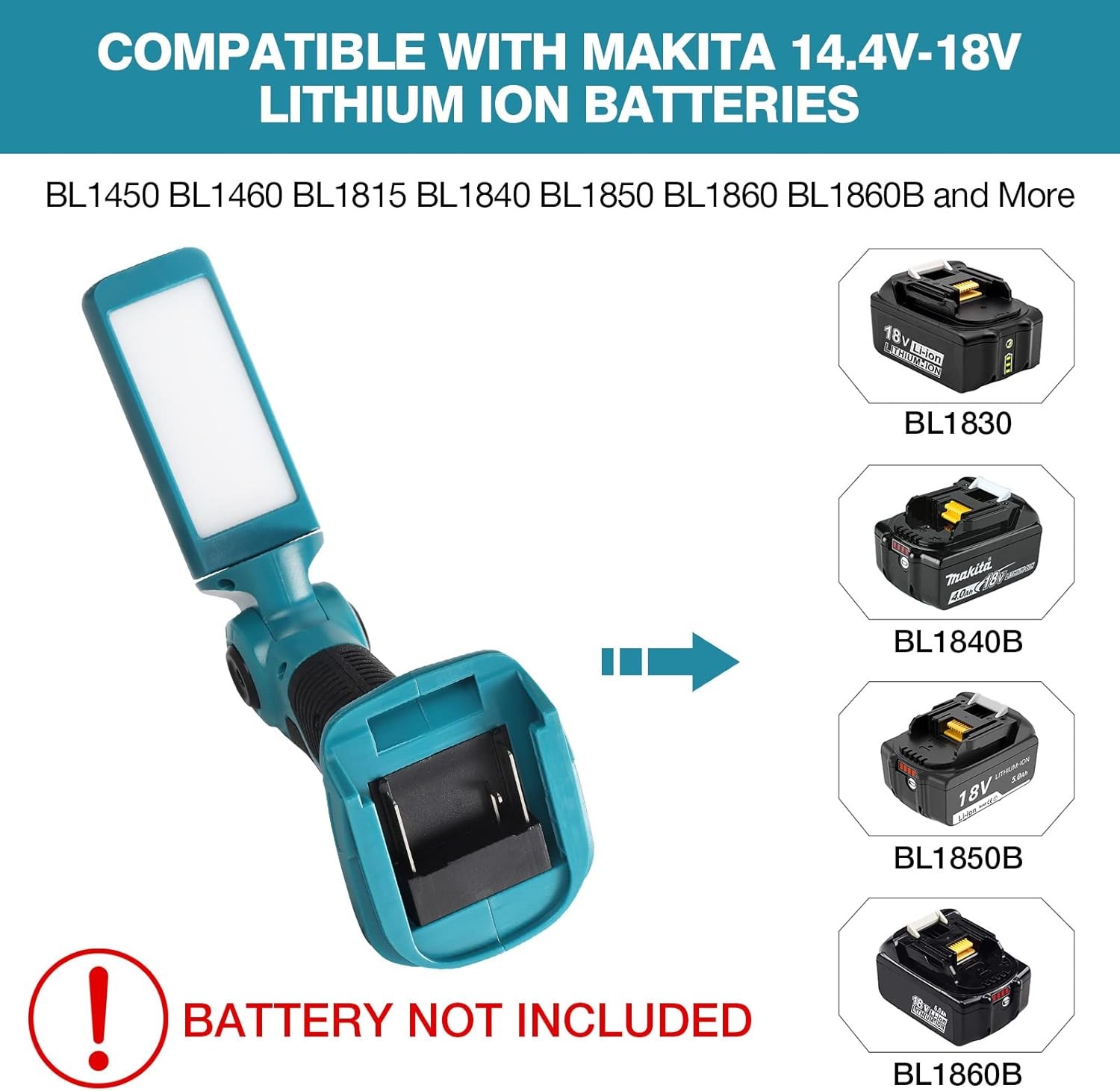 12W 1000LM LED Flashlight Work Light Powered by Makita 18V Li-Ion Battery BL1850 gallery