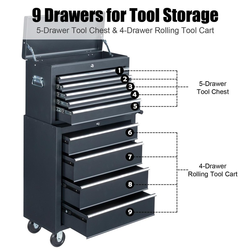 Rolling Tool Chest Large Tool Cabinet with Wheels & Lock & Liner for Warehouse gallery