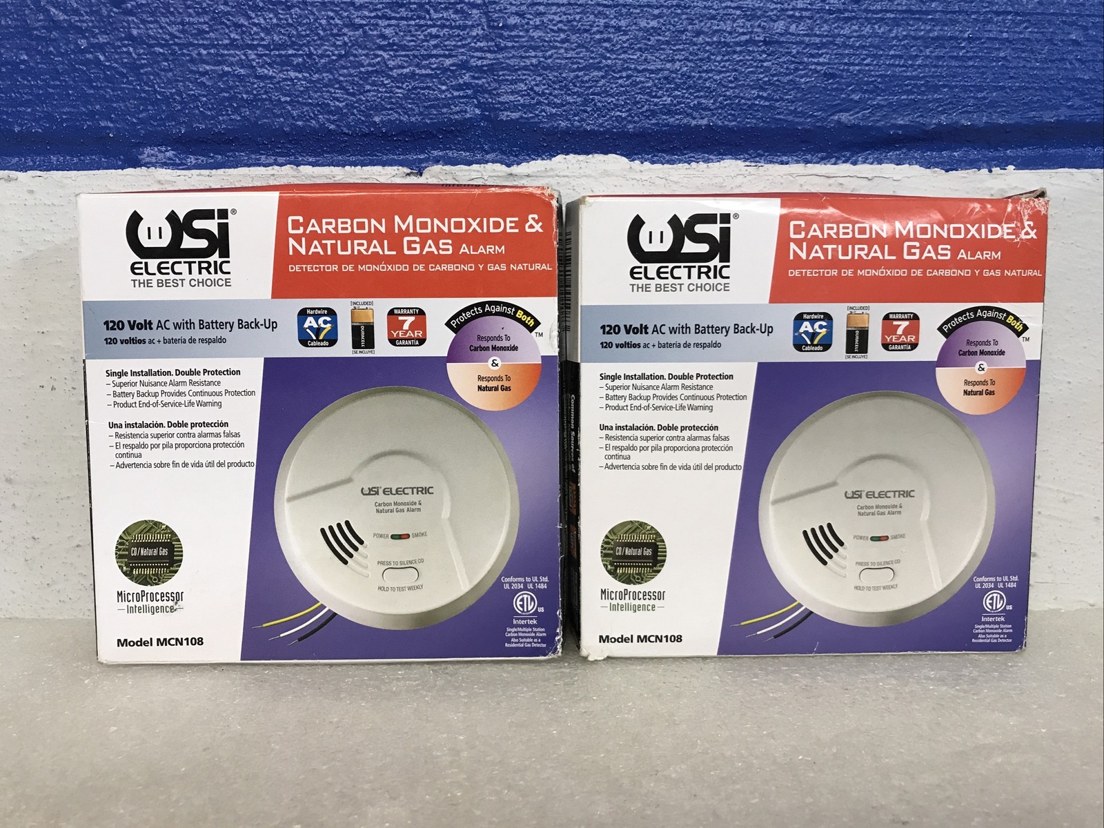 USI Electric MCN108 Carbon Monoxide / Natural Gas Alarm Hardwired Lot Of 2 New gallery