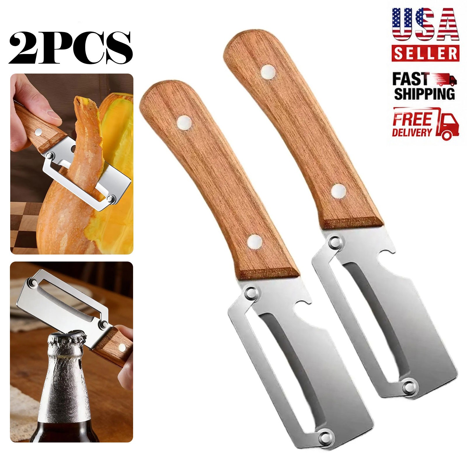 2Pcs Vegetable Peeler 2 in 1 Multi-Functional for Kitchen Stainless Steel Peeler gallery
