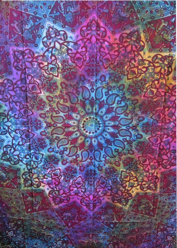 Psychedelic Wall Hanging Star Mandala Tapestry Twin Size Multi Tie Dye Tapestry gallery