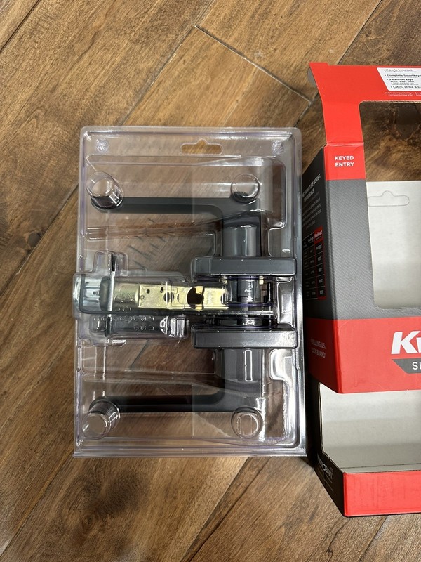 Kwikset Singapore Rectangular Keyed SmartKey Entry Door Handle in Matte Black gallery