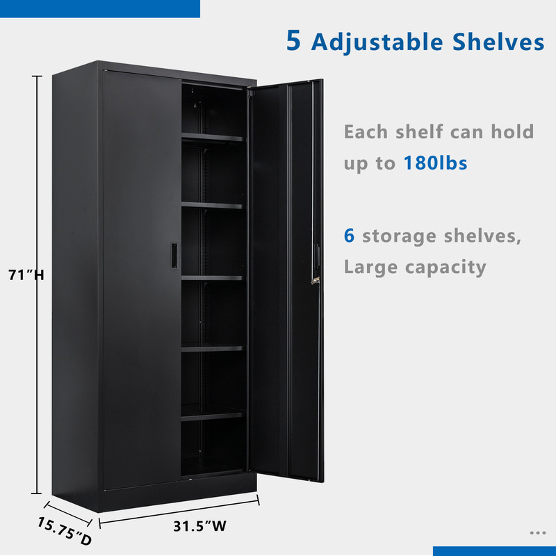 Locking Storage Cabinet with Adjustable Shelve, 71 in Tall Metal Storage Cabinet gallery