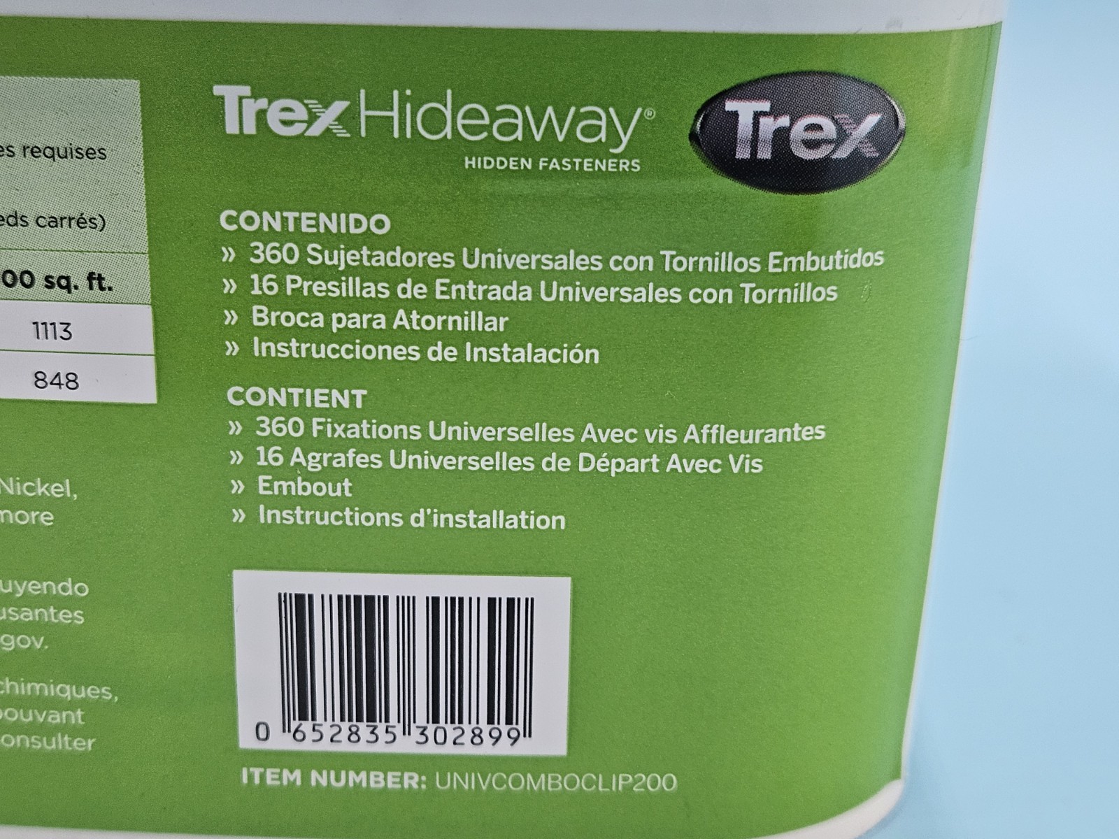 Trex 200 sq. ft. Universal Hidden Deck Fasteners Combo Bucket UNIVCOMBOCLIP200 gallery