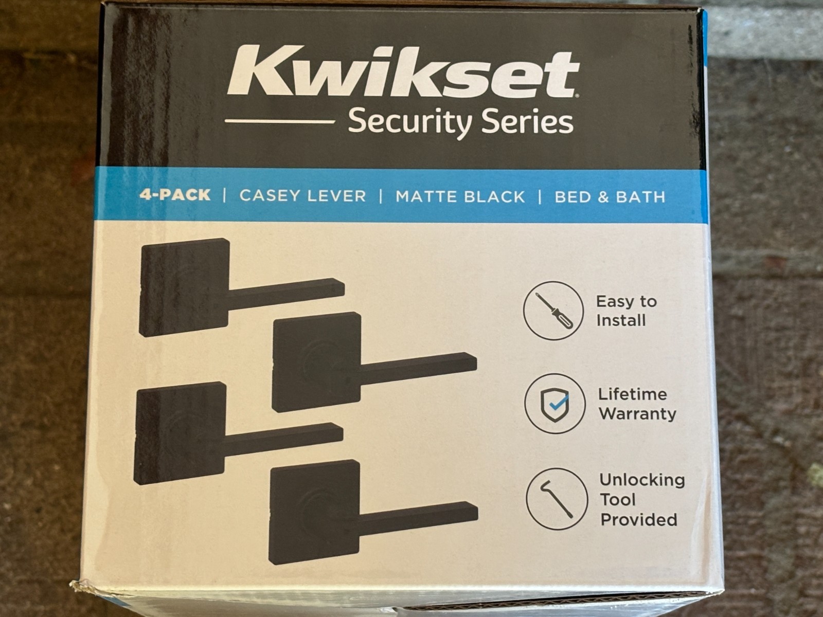 8X Kwikset Casey Privacy Locking Door Bed & Bath Handle Matte Black 93002-068 gallery