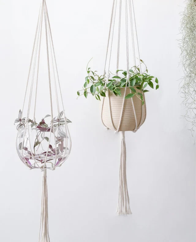 Macrame Plant Hanger – Handmade Cotton Rope Hanging Planter Holder for Outdoor gallery