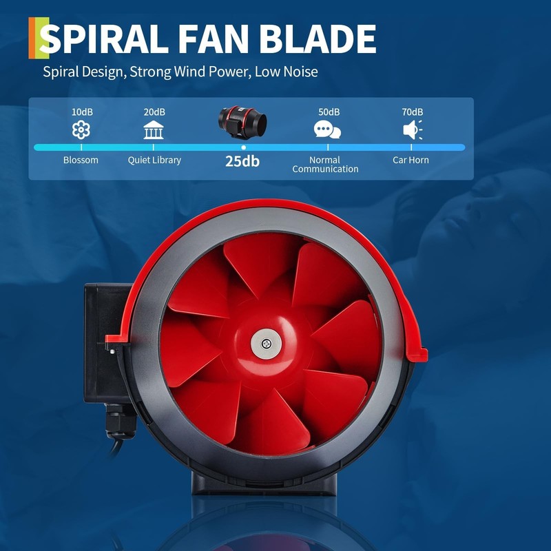 6" Inline Duct Stepless Speed Control Ventilation Exhaust Fan 312 CFM 25DB Home gallery