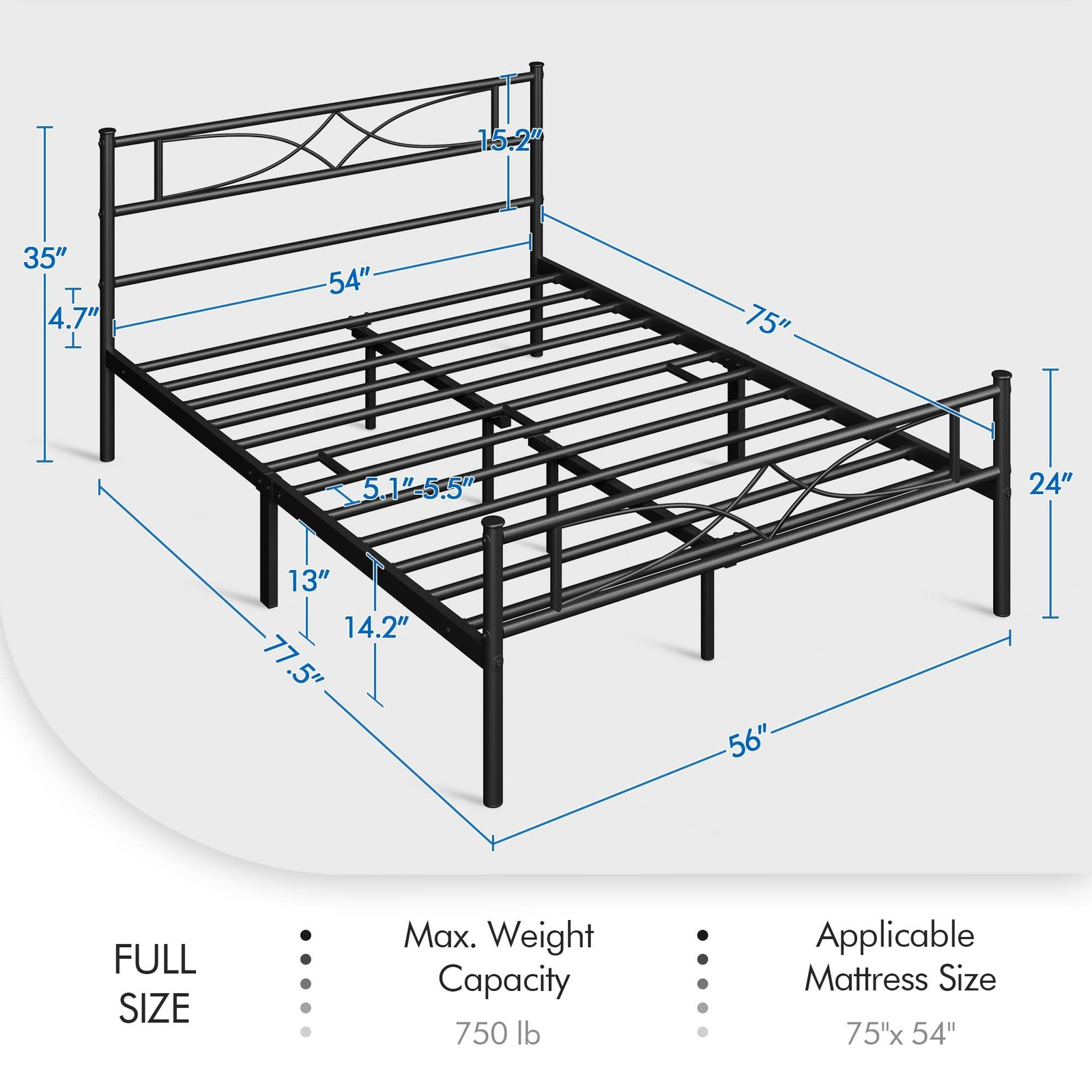 Metal Full Size Bed Frame, Platform Bed Frame,NO Box Spring Needed,Easy Assembly gallery