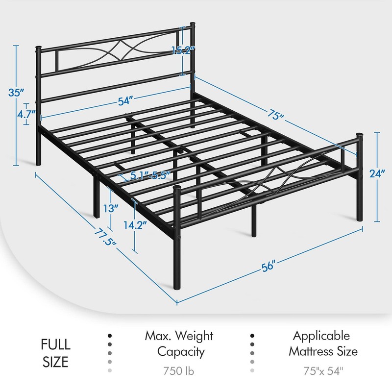 Metal Full Size Bed Frame, Platform Bed Frame,NO Box Spring Needed,Easy Assembly gallery