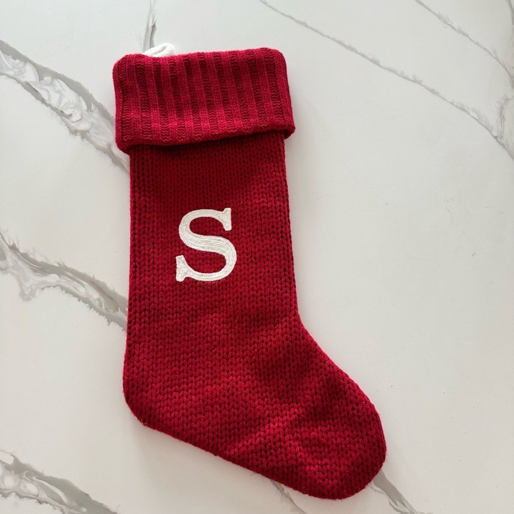 Target Wondershop Monogram Christmas Holiday Stocking Red Knit Letter S gallery