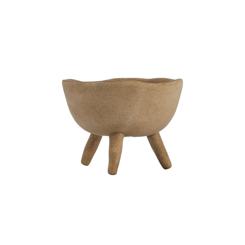 Boho Terracotta Footed Planter with Organic Edge in Matte Taupe Finish gallery