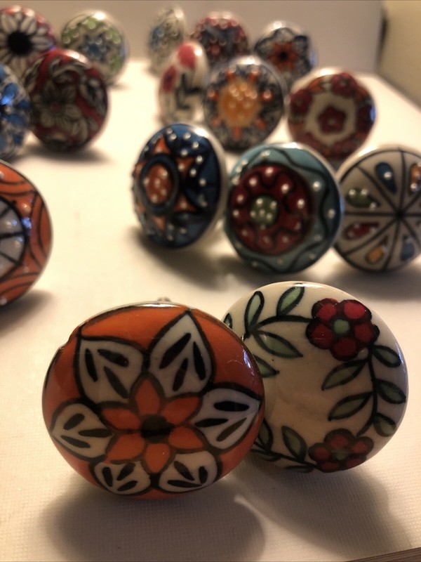 Drawer Knobs Colorful Qty 20 Individual Unique Floral Geometric Ceramic Modern gallery